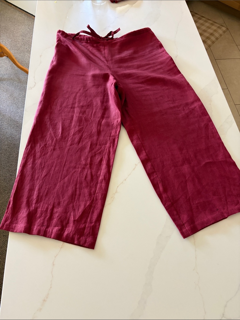 Max Studio Wide-Leg Drawstring Pants in Deep Berry